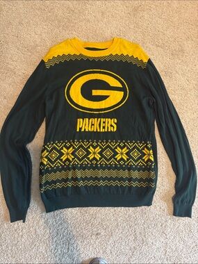 Green and Gold Packers Crewneck Sweater - Team Logo Knit